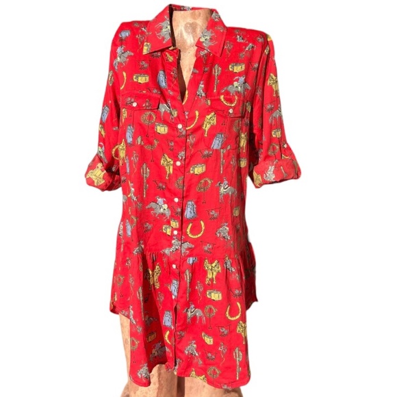 Tasha Polizzi Dresses & Skirts - Cowboy/Western Themed Pearl-snap Button Down Dress W/ Pockets